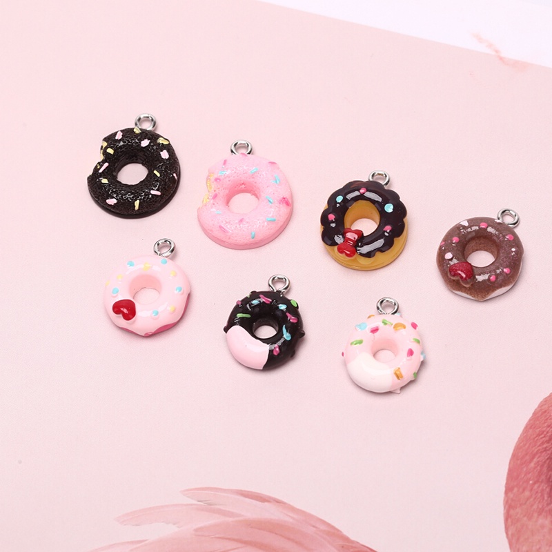 10pcs / set Liontin Bentuk Donat Bahan Resin Untuk Membuat Perhiasan