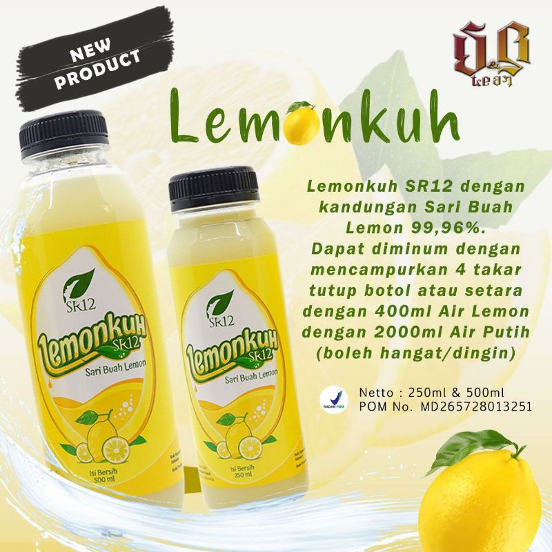 

LEMONKUH SR12 250 & 500ml / SARI BUAH LEMON MURNI/