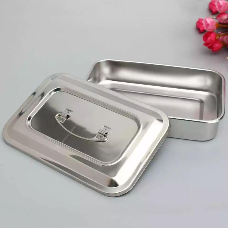 Dental tray dengan tutup stainless steel storage box kotak besar tempat alat instrument instrumen