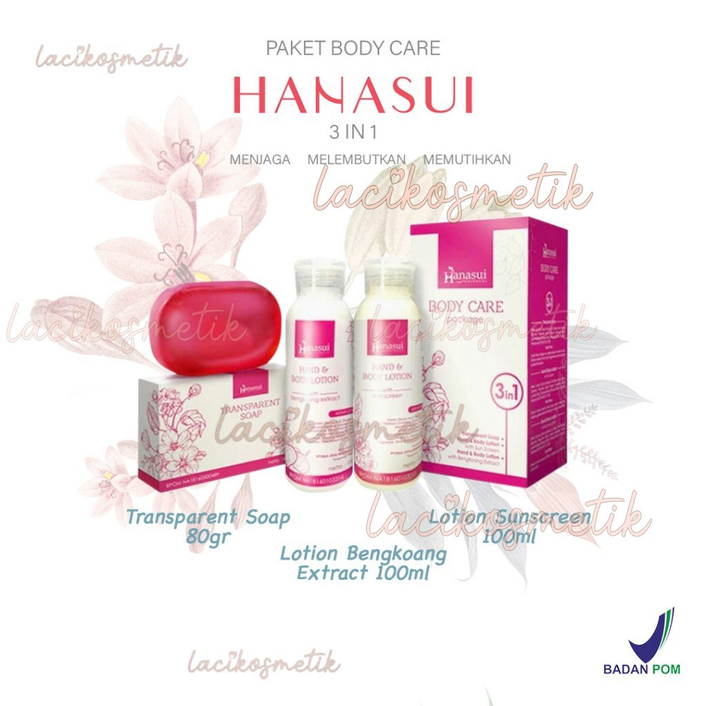 ✨LACIKOSME✨ HANASUI PAKET BODY CARE 3IN1 LOTION / BODY SERUM GEL / LOTION HANASUI KANA MILKY BPOM