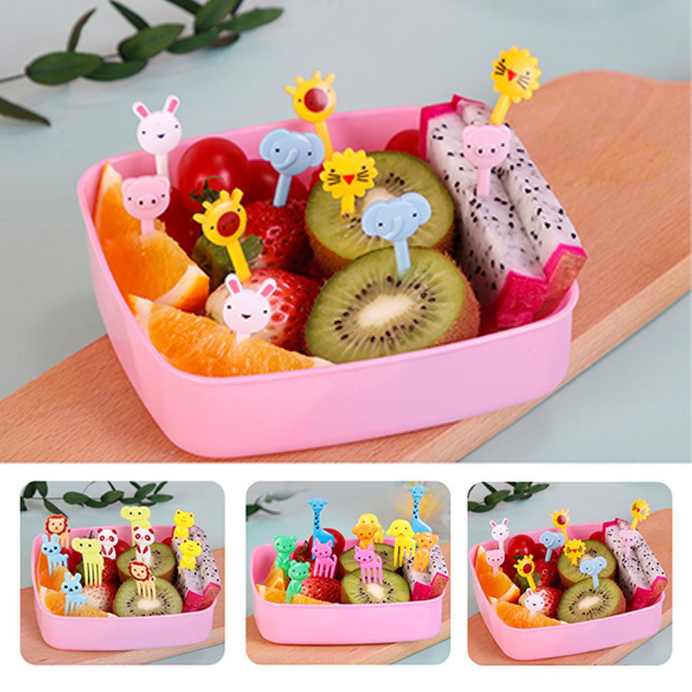 10 / 30pcs Tusuk Gigi Buah / Sayuran / Bento Desain Kartun Hewan Dapat Digunakan Kembali Untuk Anak