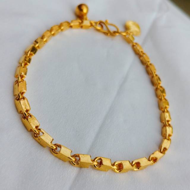 Gelang Balok Tebal 3mm Lapis Emas 24k