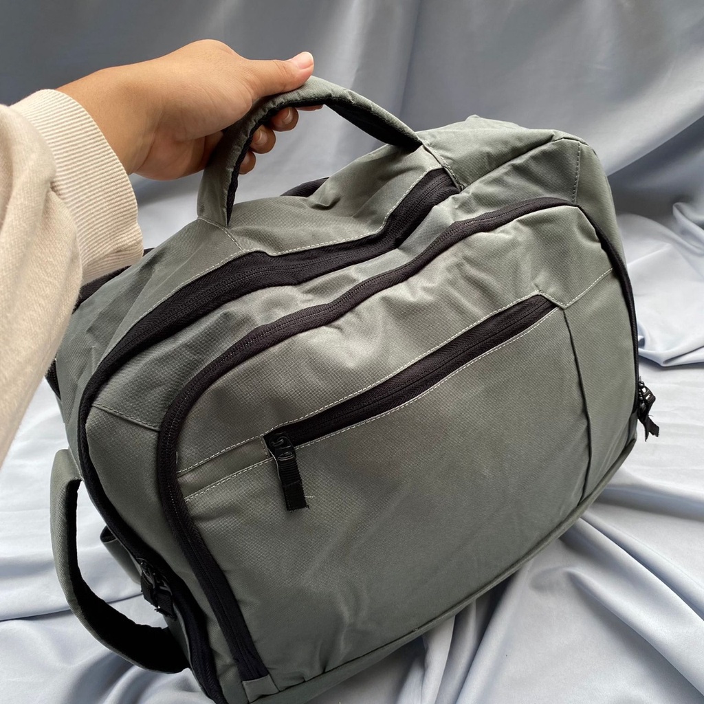 TAS RANSEL MULTIFUNGSI HARGA SPESIAL TERMURAH TAS COMPATIBLE WARNA ABU-ABU BISA UNTUK TARUH LAPTOP DAN PERALATAN LAIN BUKU BAHAN KANVAS READY GROSIR COD