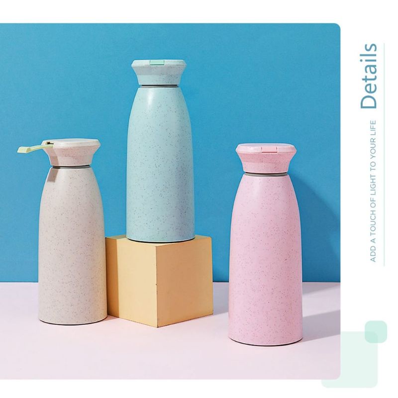 MINISO botol Kaca 350 ML botol air minum portable jerami gandum.