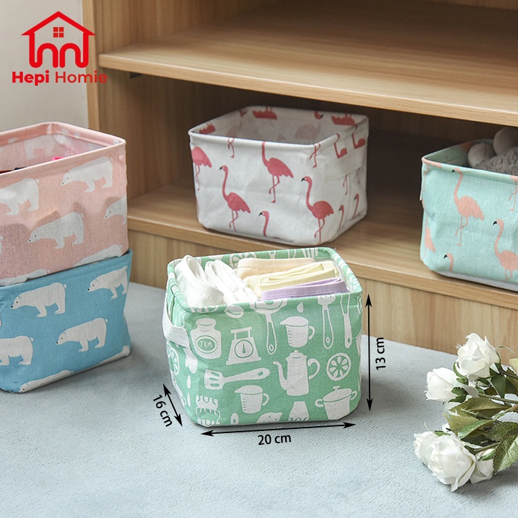 [HH] KERANJANG KAIN MINI PEGANGAN / STORAGE BOX TEMPAT PENYIMPANAN BARANG LIPAT SERBAGUNA