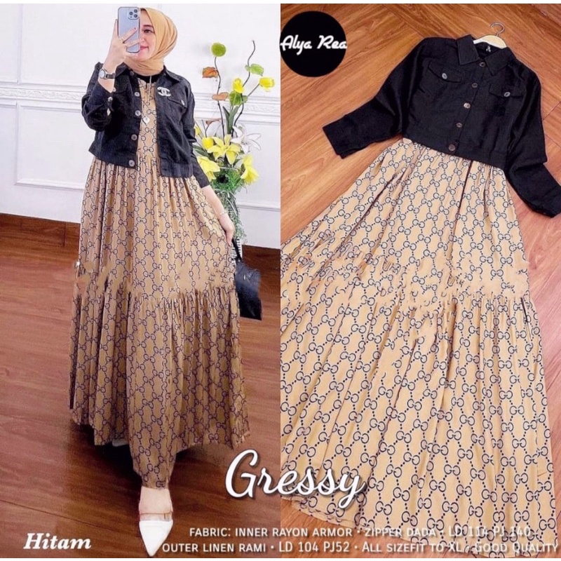 dress, gamis 2in1,gamis outer