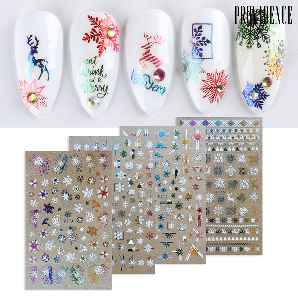 Providence 1 Sheet Manicure Decal 3D Compact Safe Colorful Christmas Series Nail Art Transfer Sticker for Women