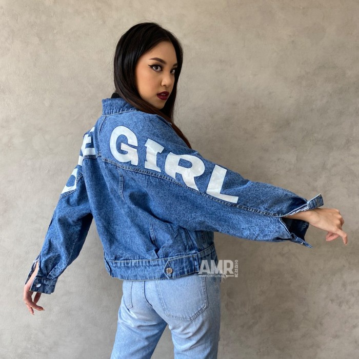 WANITA-JEANS-JAKET- AMR ORIGINAL - LOVE GIRL OVERSIZED JAKET - JAKET JEANS - HITAM -JAKET-JEANS-