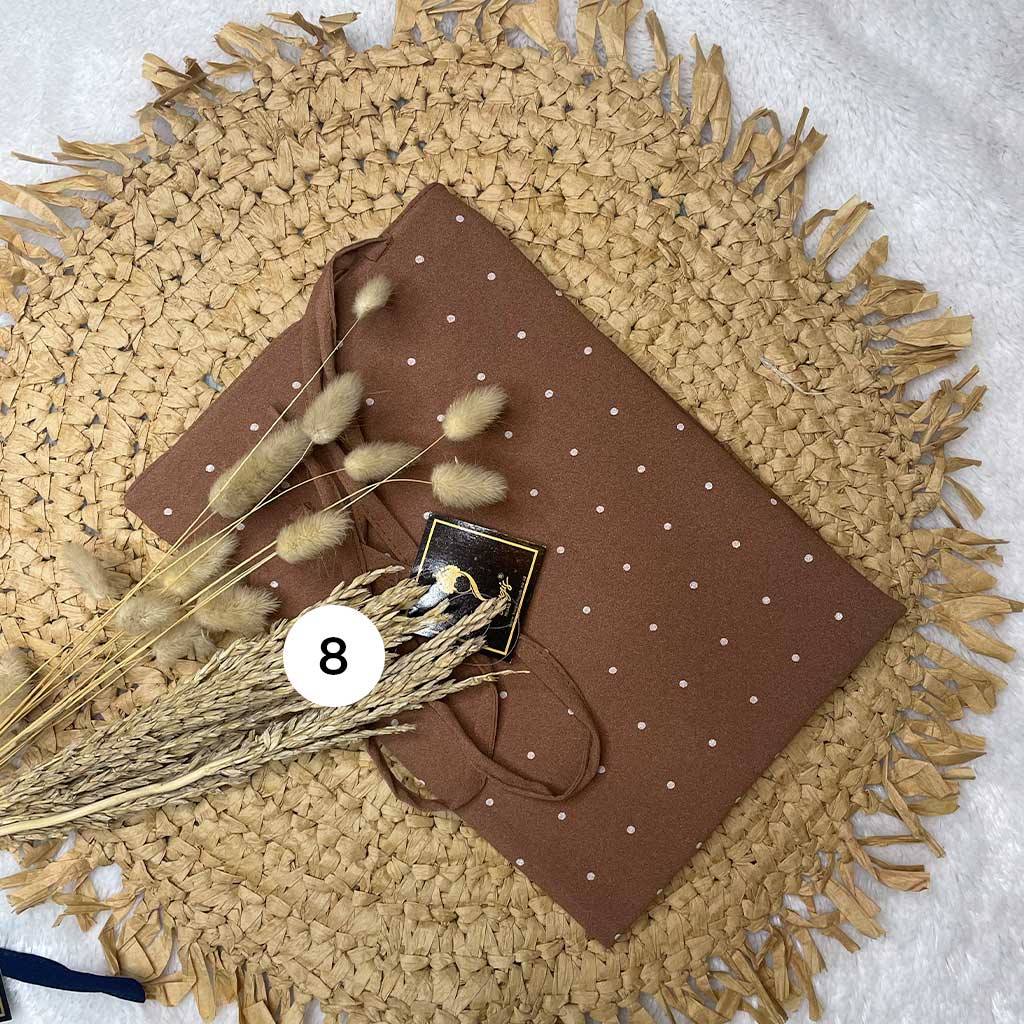 Bugis Hijab - Bergo Maryam Motif Polkadot - Ukuran L - Bergo Instan-8. Coklat Pastel