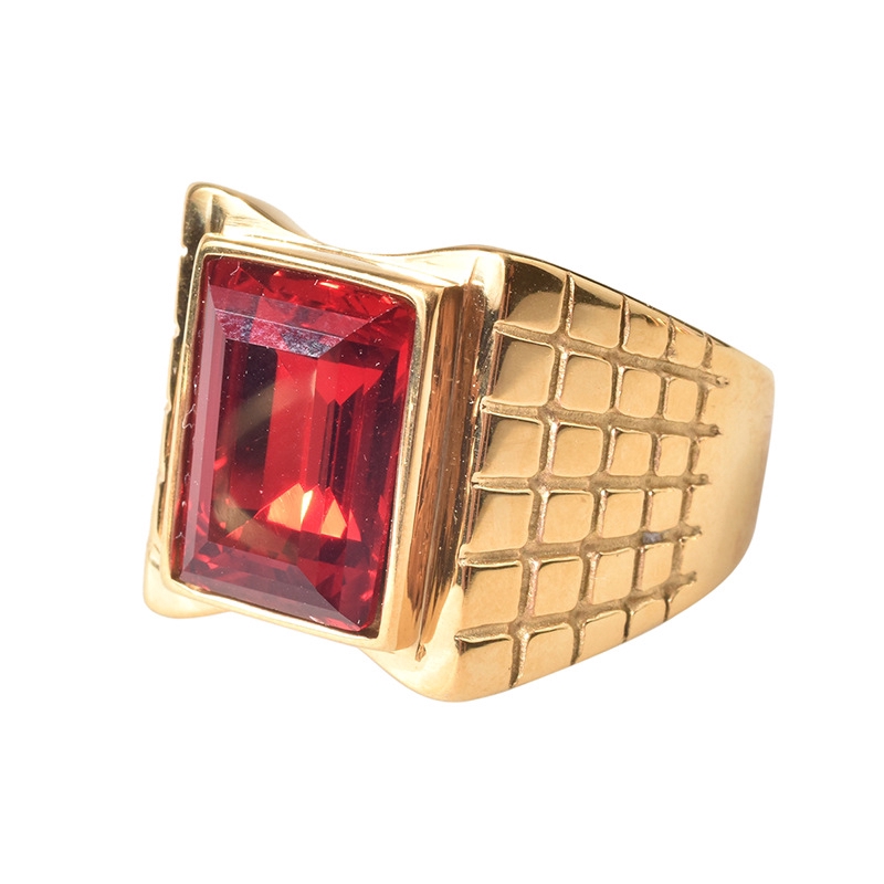 Cincin Batu Permata Warna Emas Untuk Pria
