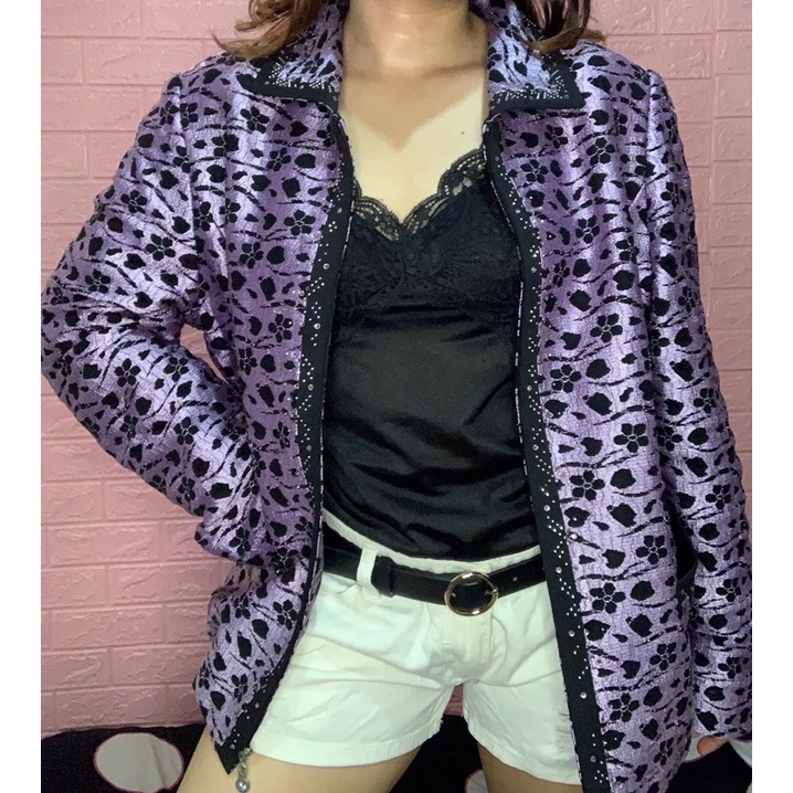 Blazer korea flower ungu