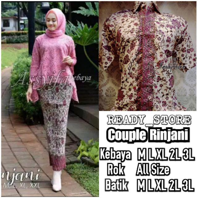 [COD] KEBAYA COUPLE RINJANI MODERN SIZE M - 3L  JUMBO-Dusty Pink