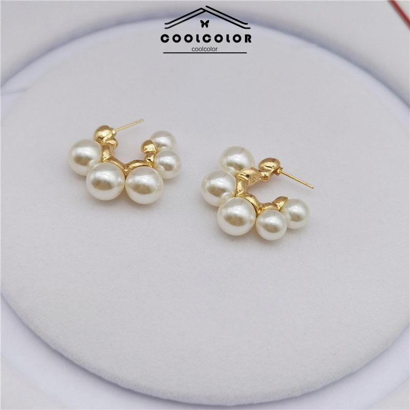 COD❤️1 Pasang Anting Stud Mutiara Pejantan Lingkara Anti Memudar Earrings panjang Aksesoris Wanita Fashion Tusuk Mewah Korea Gaya Rumbai