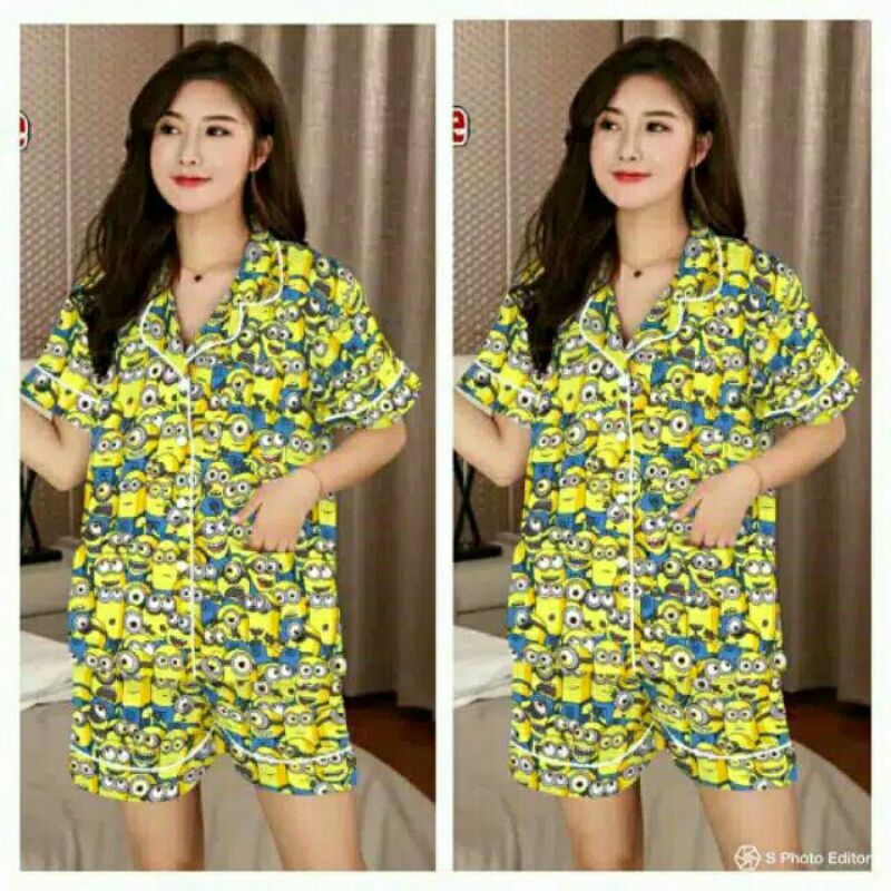 Piyama Baju Tidur HOTPANT 3/4 Baju Lengan Pendek , Celana Pendek