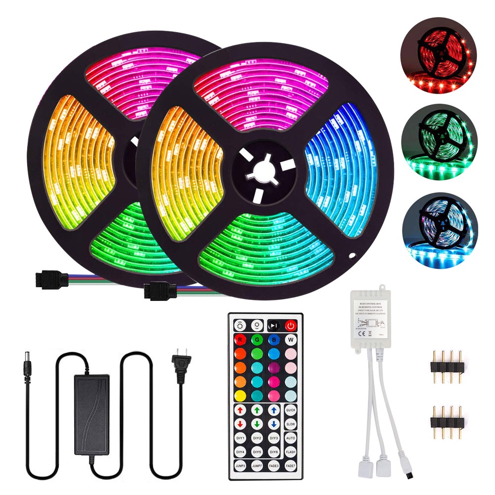 LED Strip 5050 Fullset 10 Meter Lampu Dekorasi Ruangan Kamar Ruanga Tamu Hiasan Cahaya Terang