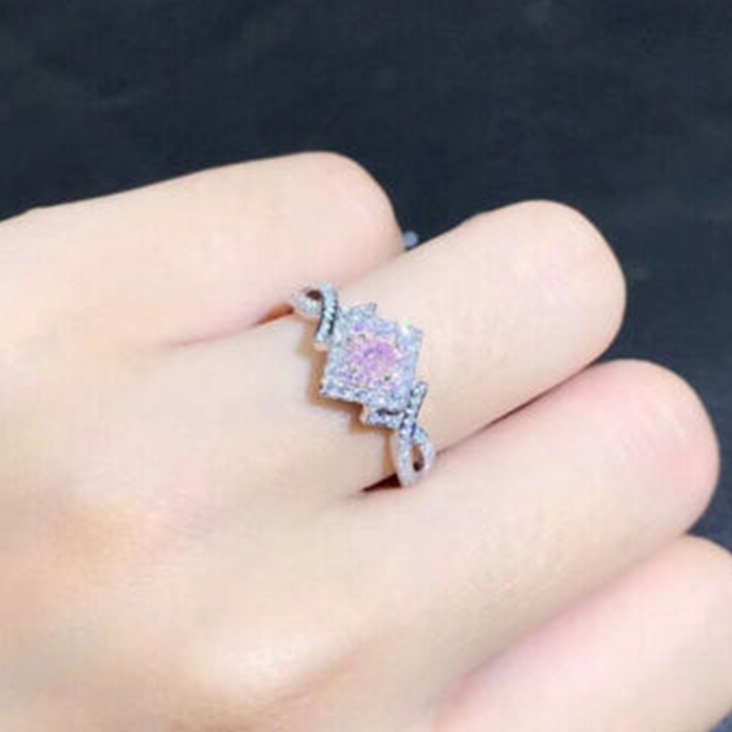 Hu Hu Hu Hu Hu Alat Bantu Pasang Kacamata♡ Cincin Bahan Alloy Aksen Berlian Imitasi Bentuk Kotak Untuk Wanita