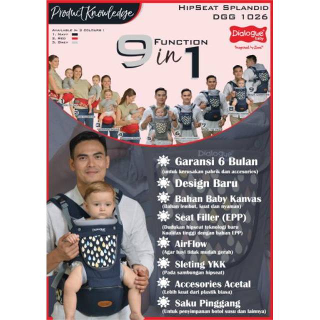 Gendongan Hipseat bayi 9in1 Dialogue baby  DGG 1026
