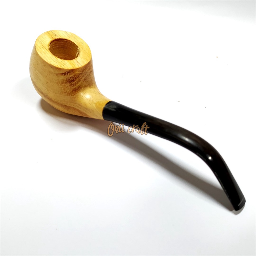 Cangklong Tembakau Kayu Lamtoro dan Tanduk asli/ pipa cangklong bako haojue kayu dan tanduk