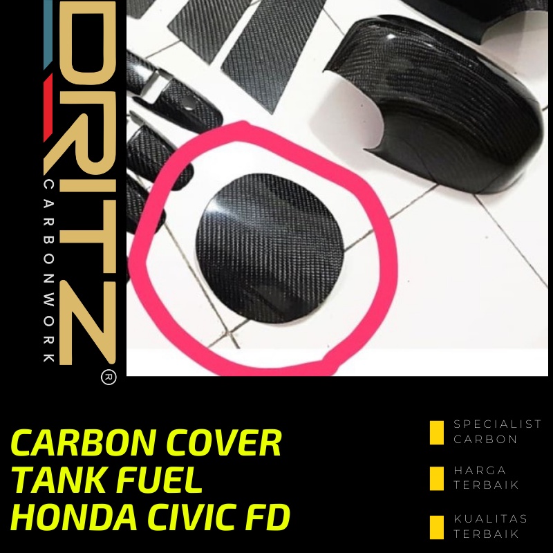 Carbon Cover TANK FUEL HONDA CIVIC FD Aksesoris Karbon Mobil