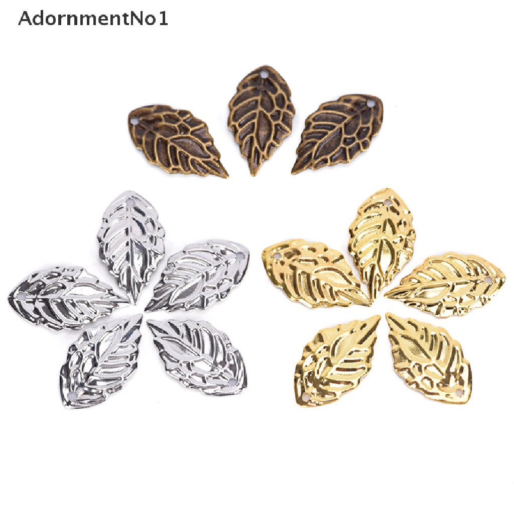 (AdornmentNo1) 50pcs Liontin Daun Bahan Metal Untuk Kerajinan Tangan DIY