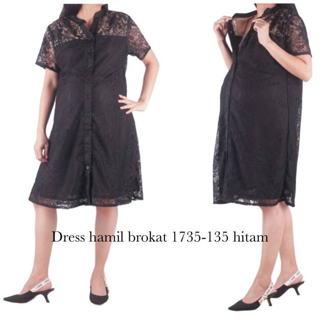 Baju hamil Dres hamil brokat 1735 hitam