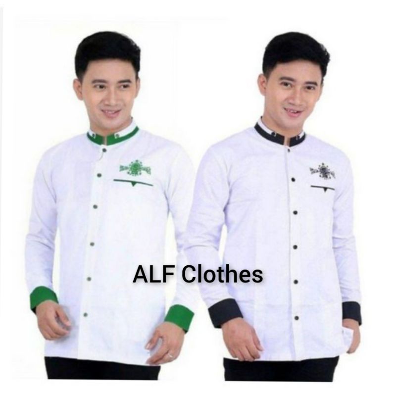 Kemeja Koko NU Dewasa Lengan Panjang Putih Bahan Toyobo Seragam Hadroh|Syubbanul Muslimin