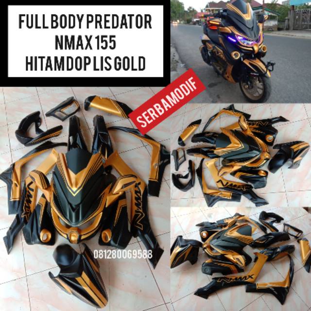 fullbody predator nmax 155 hitam dop corak gold