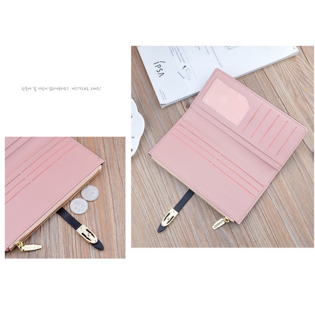 DOMPET PANJANG WANITA KOREA KULIT CROCO HITAM LINOIS RESLETING WA480B5 IMPORT TIPIS REMAJA SLOT KARTU UANG BATAM SIMPLE LUCU KEKINIAN BRANDED MURAH CEWEK PREMIUM