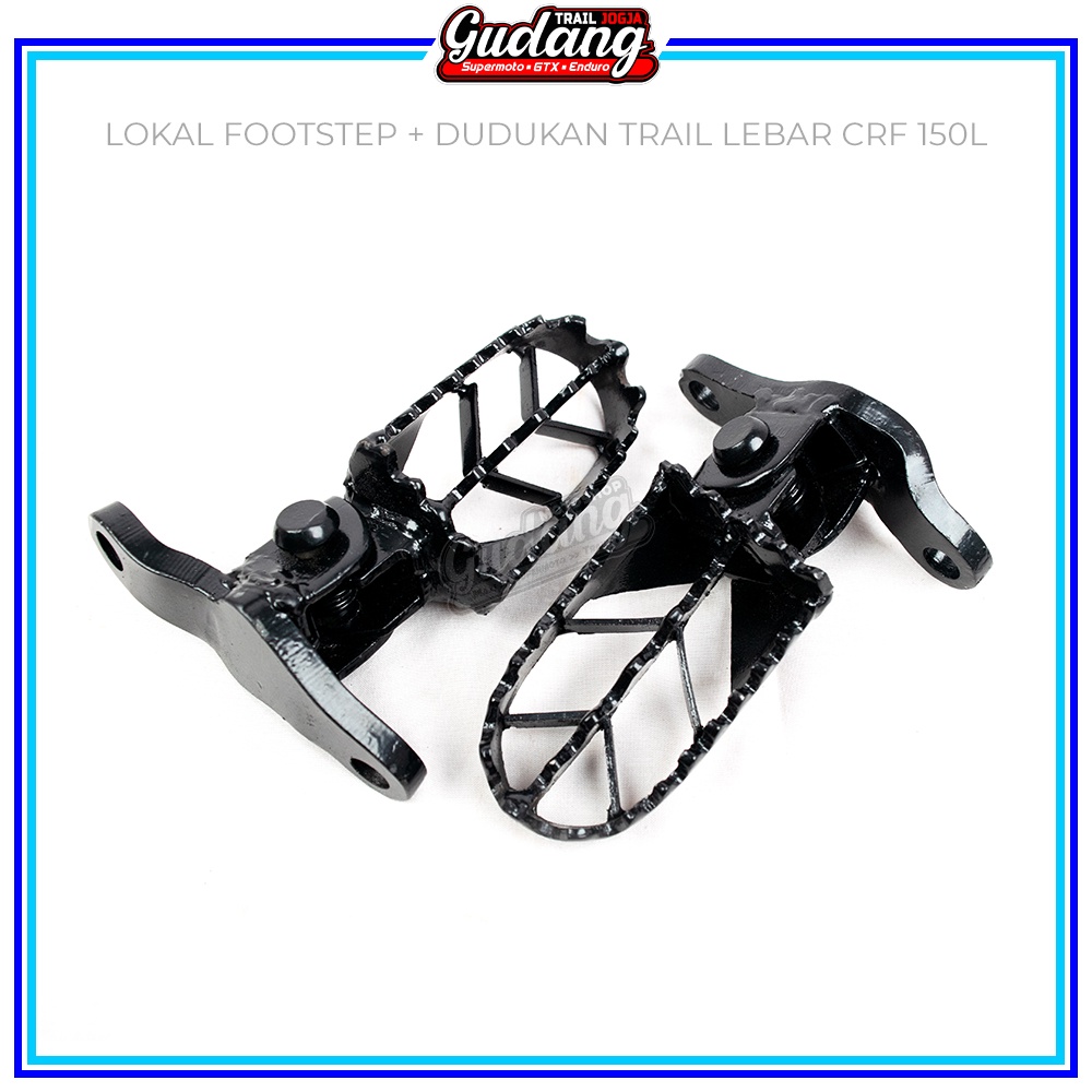 Footstep Pijakan Injakan Kaki Depan Plus Dudukan Trail KLX 150 CRF 150L Universal Costum Hitam