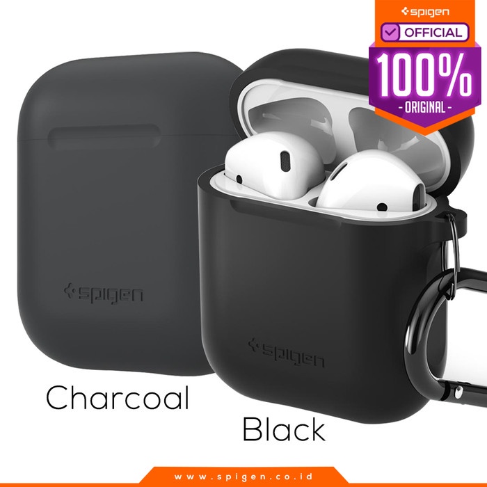 Apple Airpods Case Silicone Spigen Apple Airpods Pouch Original Casing - Charcoal