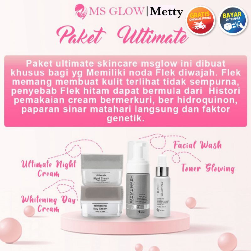 Ms Glow Original Paket Acne / Whitening / Ultimate / Luminous Seller Resmi Skincare BPOM Perawatan Pemutih Wajah Skin Care Manfaat Flek Noda Kusam Kerutan Jerawat Bruntusan Berminyak Cerah Glowing msglow Padang-Paket Ultimate