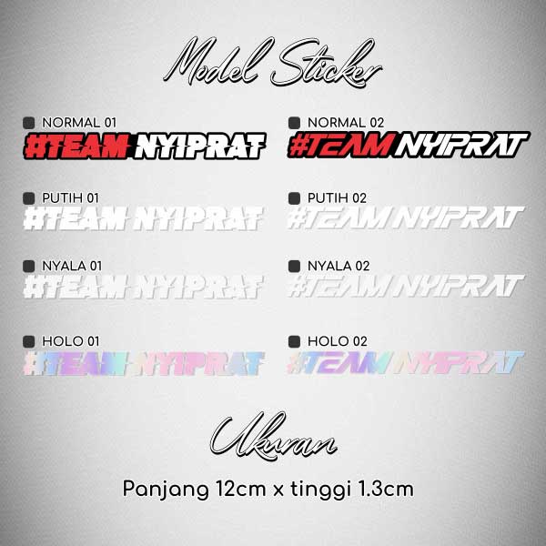 Stiker Team Nyiprat / Sticker Motor Team Nyiprat / Stiker Viral Team Nyiprat / Sticker Terbaru Team Nyiprat Glossy Waterproof / Sticker Hologram Team Nyiprat