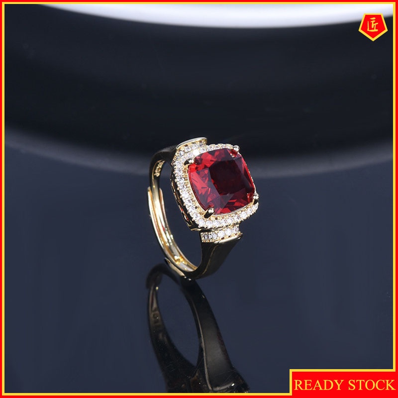 [Ready Stock]Temperament Luxurious Colored Gems Inlaid Citrine Ring