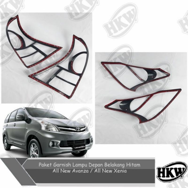 Paket Garnish Lampu Depan Belakang Hitam All New Avanza
