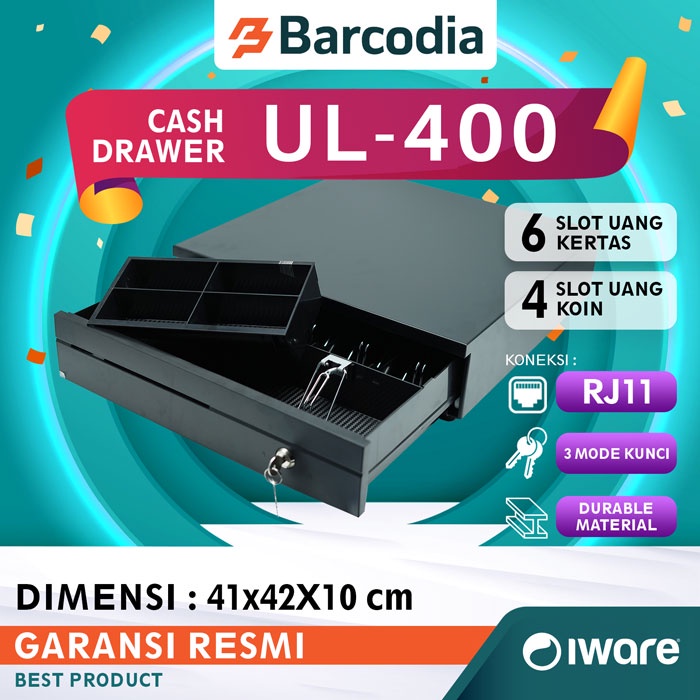 CASH DRAWER LACI UANG KASIR IWARE UL 400 KONEKSI RJ11