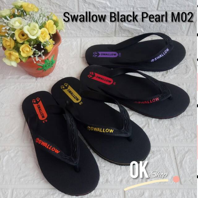 SANDAL JAPIT KARET SWALLOW BLACK PEARL M01 DAN M02