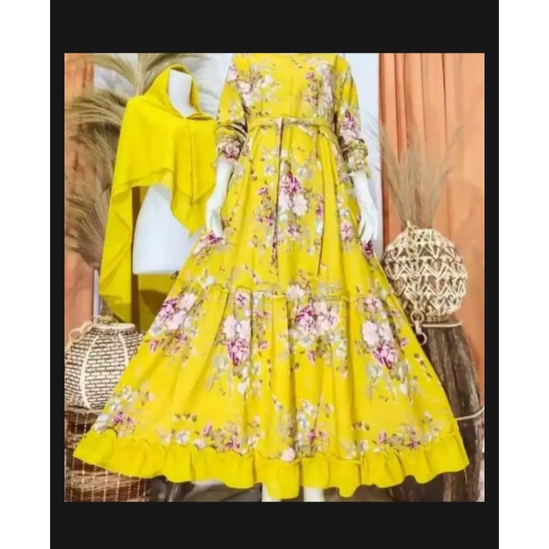 gamis dewasa motif bunga bunga