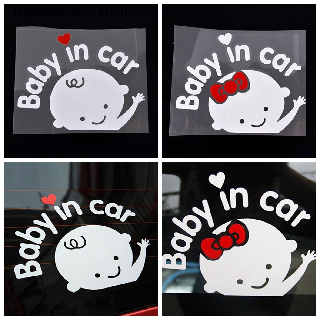 (Heavendenotation) Stiker Reflektif Motif Kartun Bayi Dalam Mobil