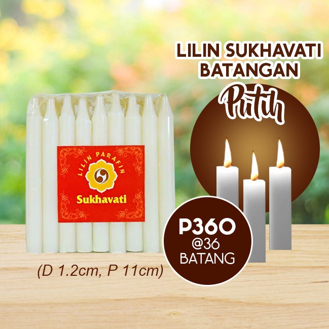 Lilin Batang Sembahyang Sukhavati P360 Putih