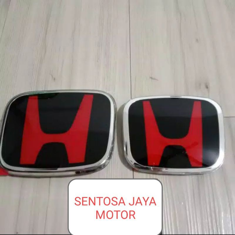 EMBLEM LOGO HONDA ORIGINAL HRV BRV MOBILIO BRIO JAZZ MERAH HITAM 2PC DEPAN BELAKANG