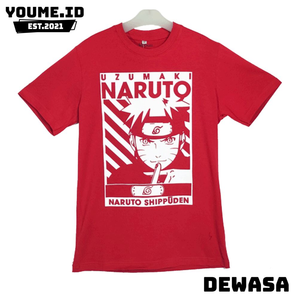 Kaos / Baju Pria Tanggung dan Dewasa distro motif Naruto Uzumaki warna Merah
