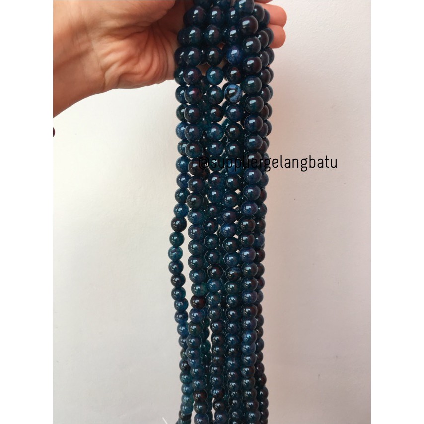 batu agate biru serat blue onyx 12mm akik alam natural supplier craft supplier grosir craft fashion