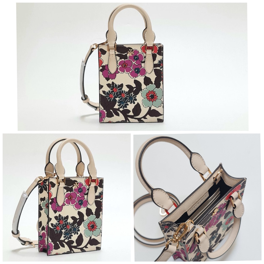 Tas TB Emerson Mini Shopper Tote Wallpaper Floral Cream Red Blue sz 17x14x5cm