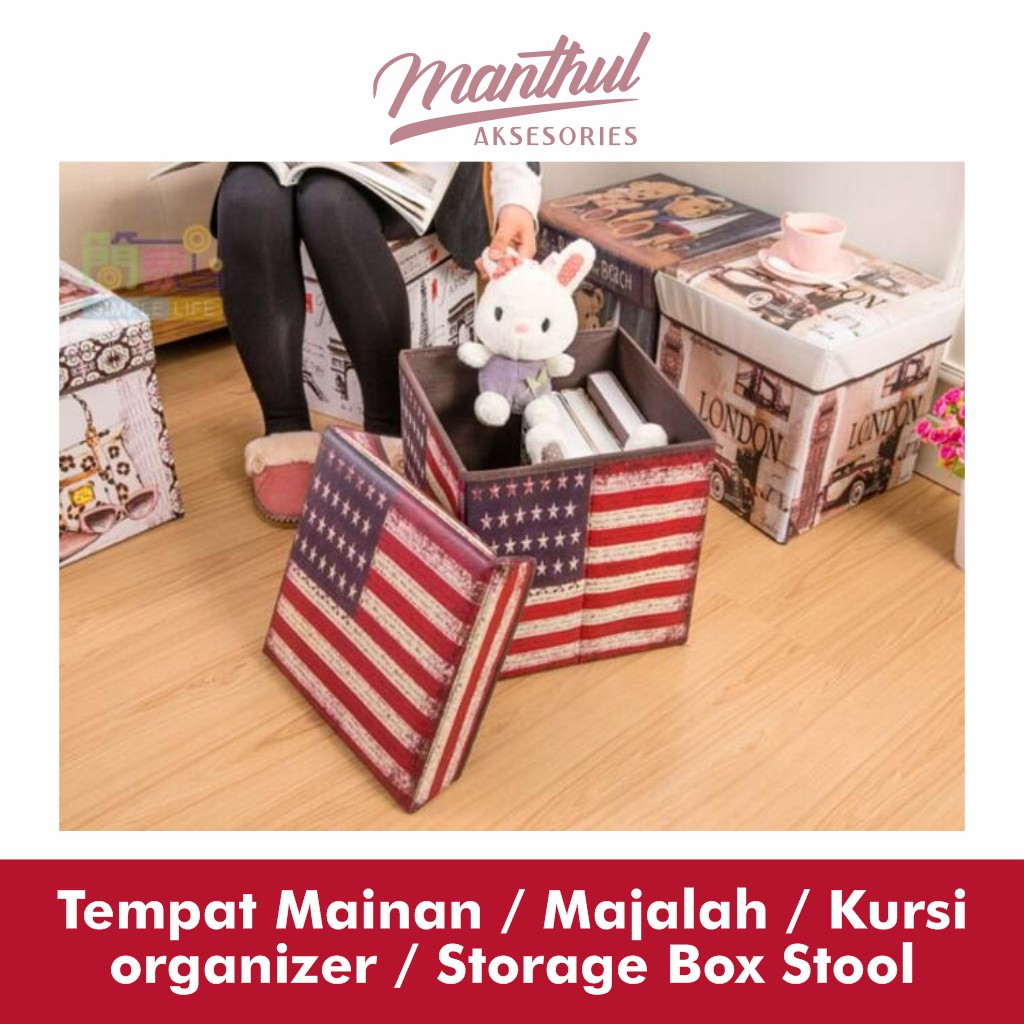 Tempat Mainan / Majalah / Kursi organizer / Storage Box Stool