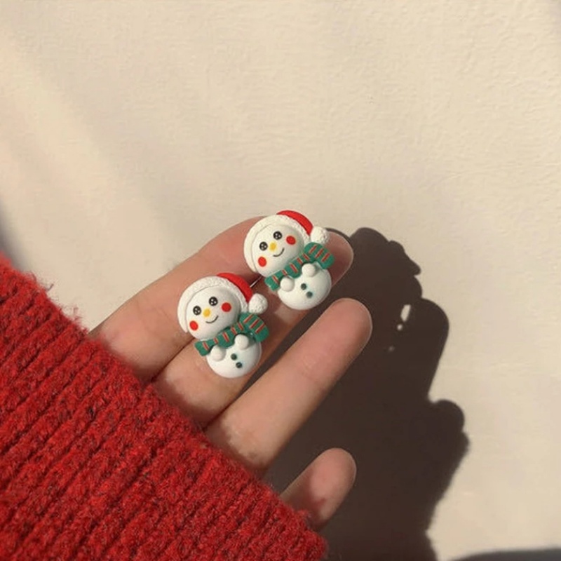 1pasang Kartun Lucu Elemen Natal Stud Earrings Merry Christmas Gadis Fashion Studs Earrings Aksesoris