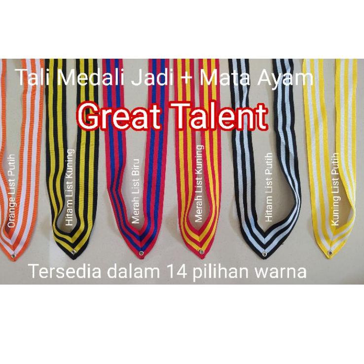 

⇮ PITA MEDALI JADI Lebar 3cm + Mata Ayam + Ring 12x10. TANPA SIKU - Tali Mendali - 1 pcs ㊬