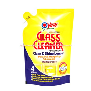 Yuri Glass Cleaner 410ml Foam Clean &amp; Shine Longer Cairan Pembersih Kaca Bersih Mengkilap Yurri Busa Membersihkan Kaca