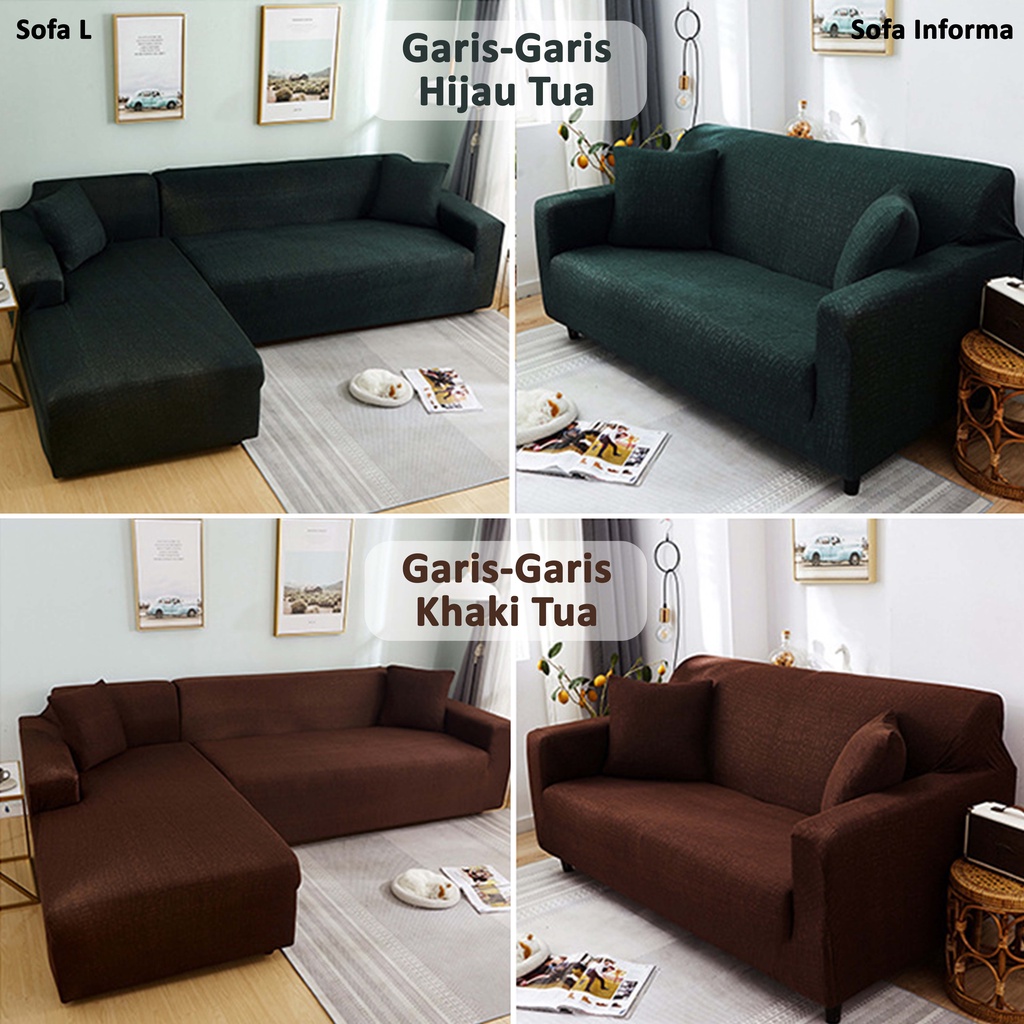 Cover Sofa  sarung sofa striped sofa cover/Elastic Sofa Cover Grid / Sarung Penutup Sofa Elastis Stretch Polos Kisi