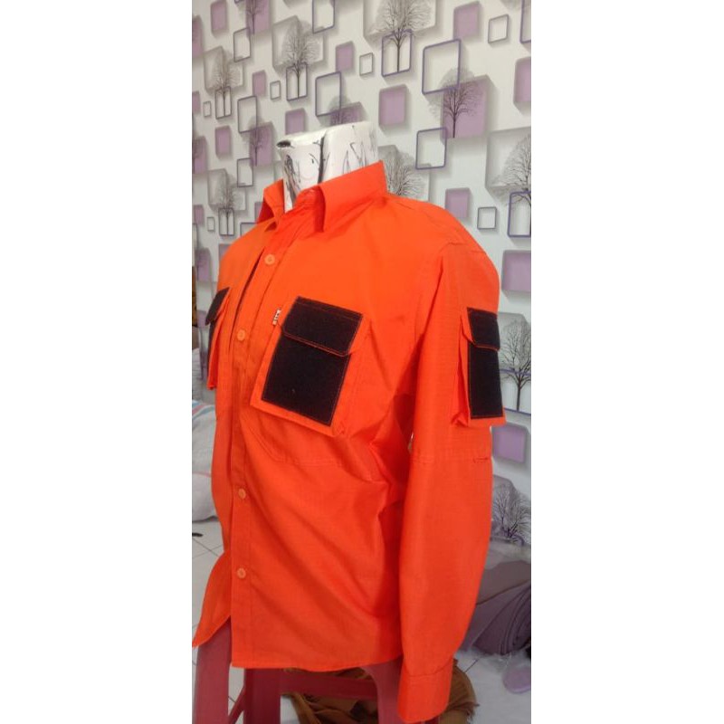 Kemeja tactical orange/Kemeja basarnas/Kemeja bpbd/Baju tactical/Kemeja orange tactical