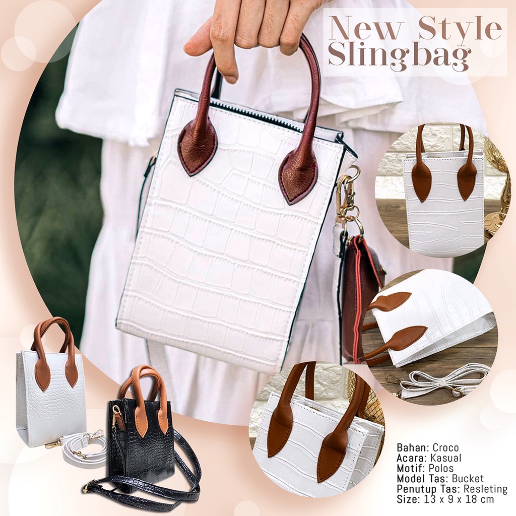 Tas Selempang Mini Level Fit Bag Fashion Korea Elika Croco Mini Fit Bag ET05